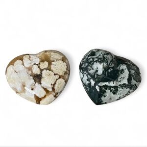 Heart-Shaped Stone Accents - Cream and Green